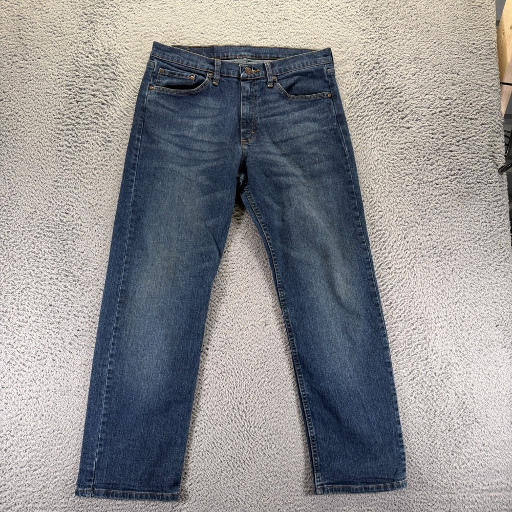 Wrangler Jeans Mens 32x30 Blue Cotton Denim Straight Faded Workwear Stretch